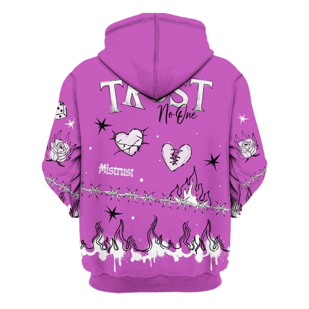 Hoodie To Match Hyper Violet 4s - Trust No One Snake-Bite Doodle Crayon All Over Print