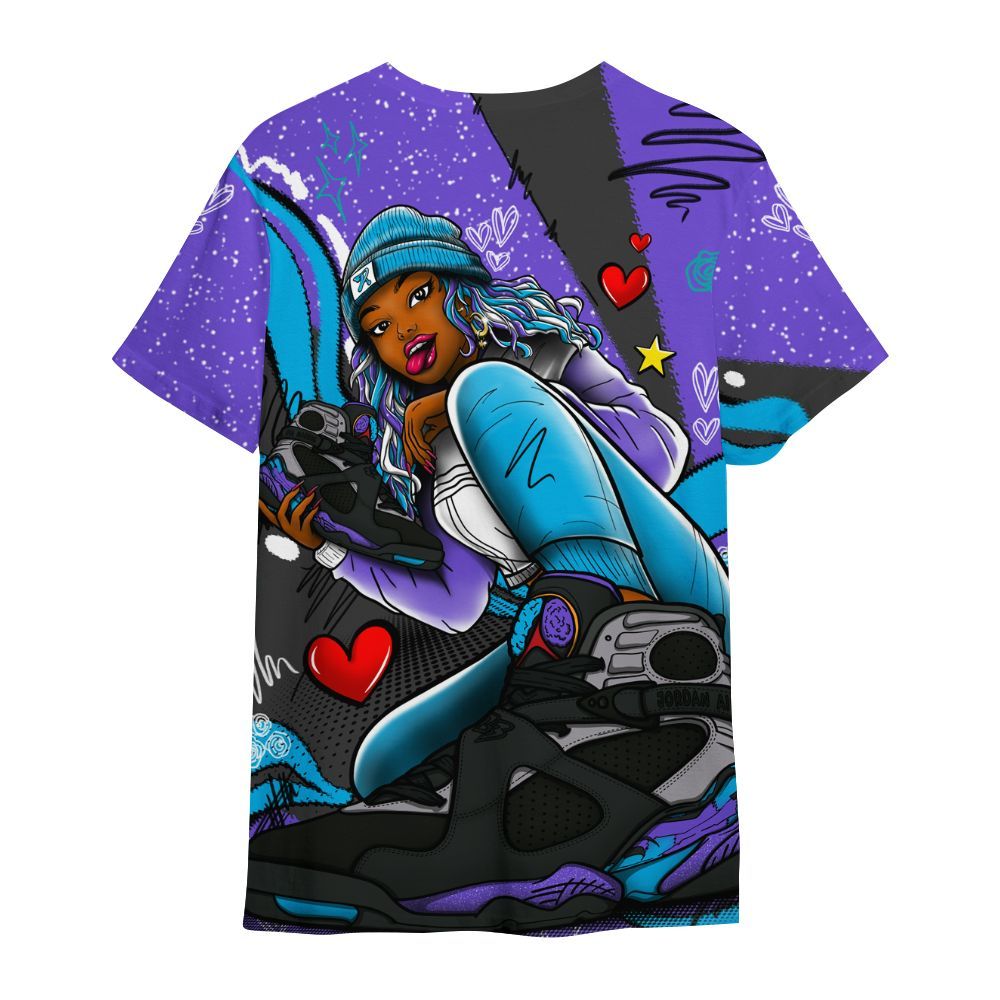 Shirt To Match Retro Aqua 8s - Sneaker Girl With Shoes All Over Print