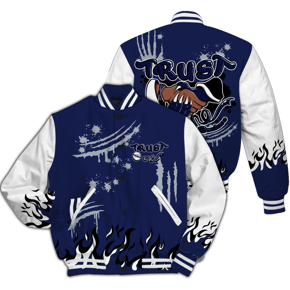 Varsity Jacket To Match Midnight Navy 11s - Graphic Trust No One All Over Print