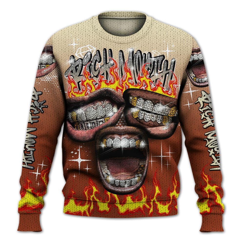 Knitted Sweater To Match Retro Eastside Golf 12s - Rich Mouth Fire Rap Retro 90s