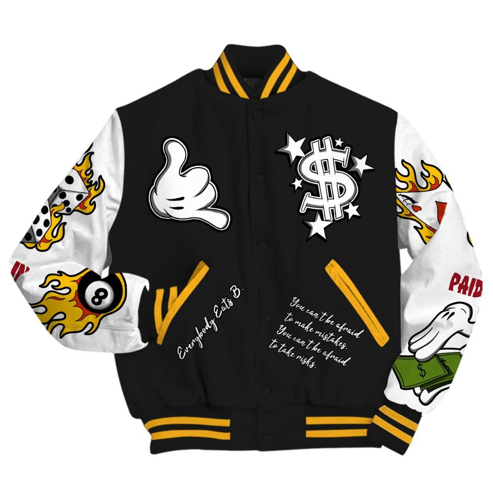 Varsity Jacket To Match White Taxi 12s - Everybody Paid In Full Graphic All Over Print