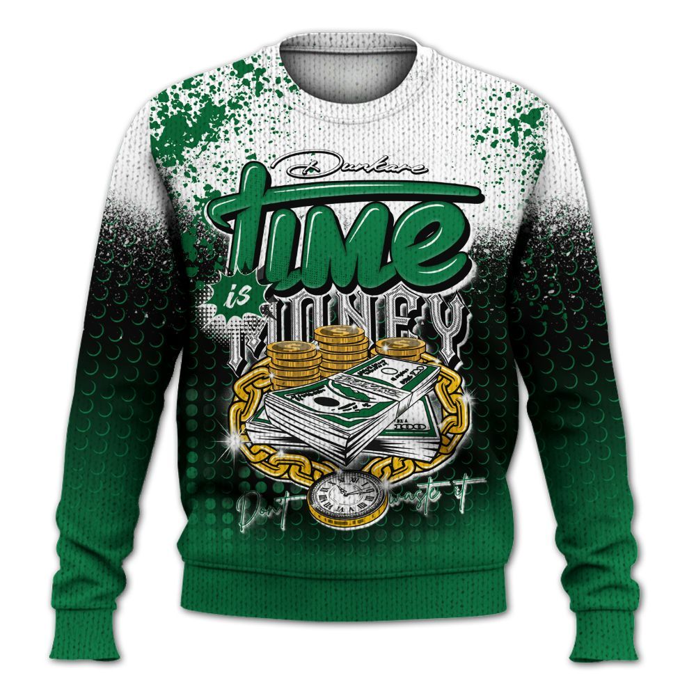 Knitted Sweater To Match Pine Green 13s - Halftone Time Is Money