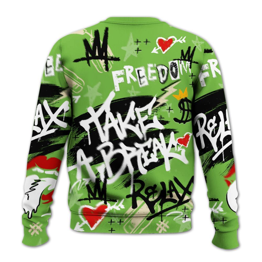 Sweatshirt To Match Air Max Waffle SP Action Green - Take Break Freedom Graffiti Streetwear All Over Print