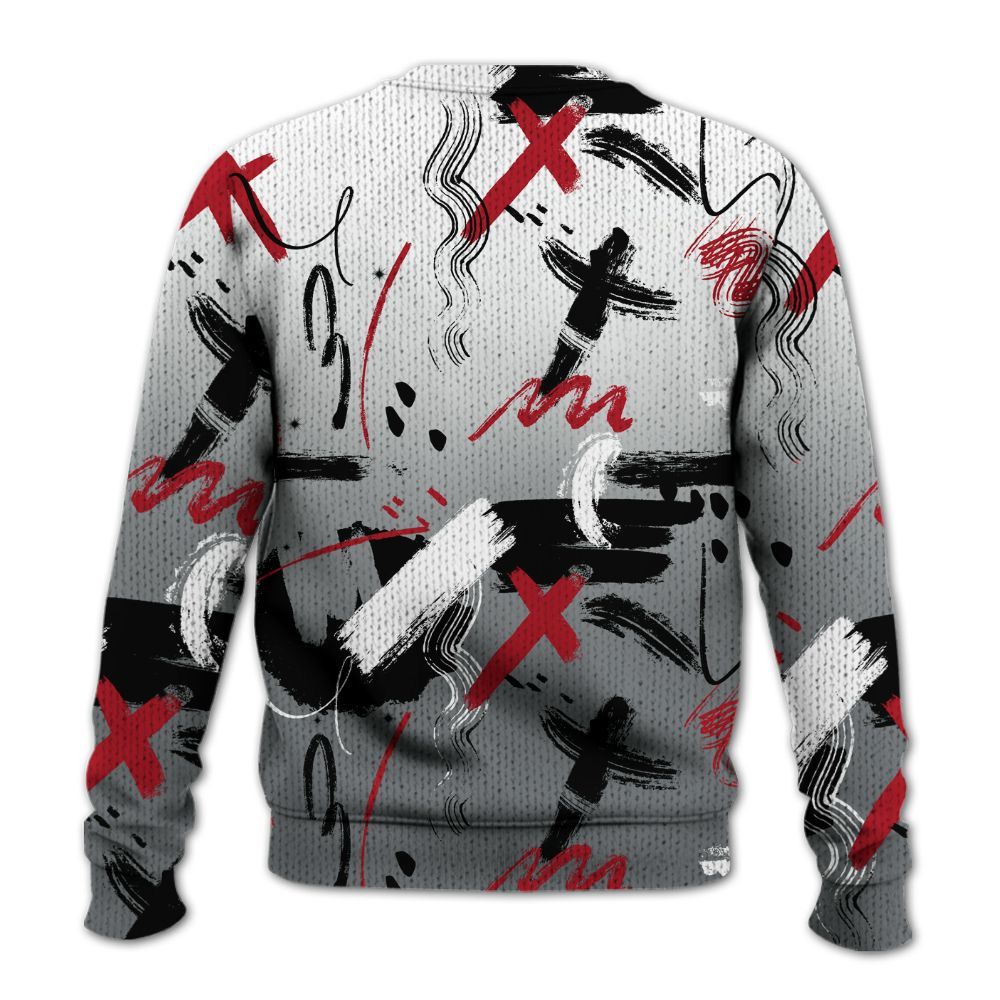 Knitted Sweater To Match Retro Fire Red 9s - Money Hustle Grind Pray