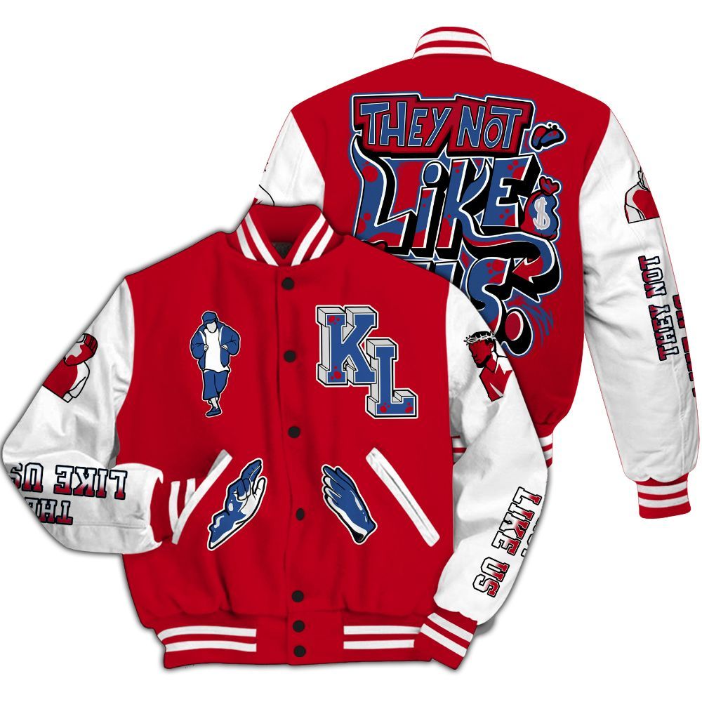 Varsity Jacket To Match Air Griffey Max Black Red Navy Blue 1s - Dislike Us Graphic All Over Print