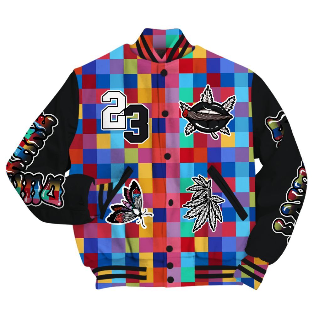 Varsity Jacket To Match Air Rainbow Weave - Bluntz Unique All Over Print