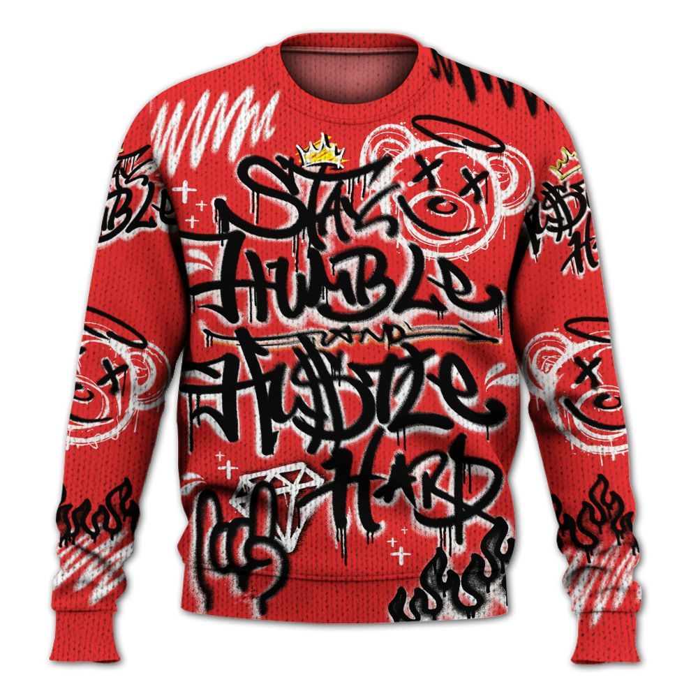 Knitted Sweater To Match Red Thunder 4s - Humble Drip Streetwear Graffity