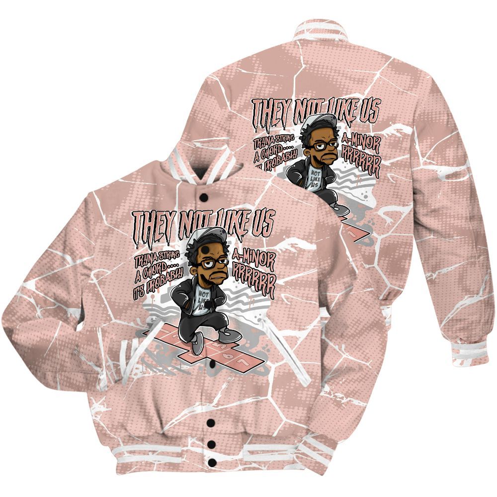 Varsity Jacket To Match Low Legend Pink 11s Shirt - Hopscotch Dislike Us Graphic Crack All Over Print