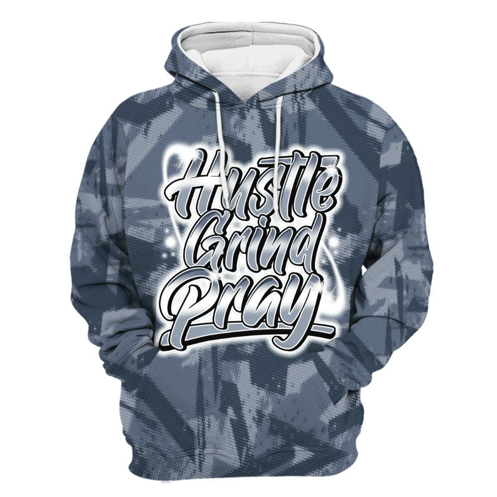 Hoodie To Match Low Diffused Blue 11s - Hustles And Prayer Graphic Halftone All Over Print