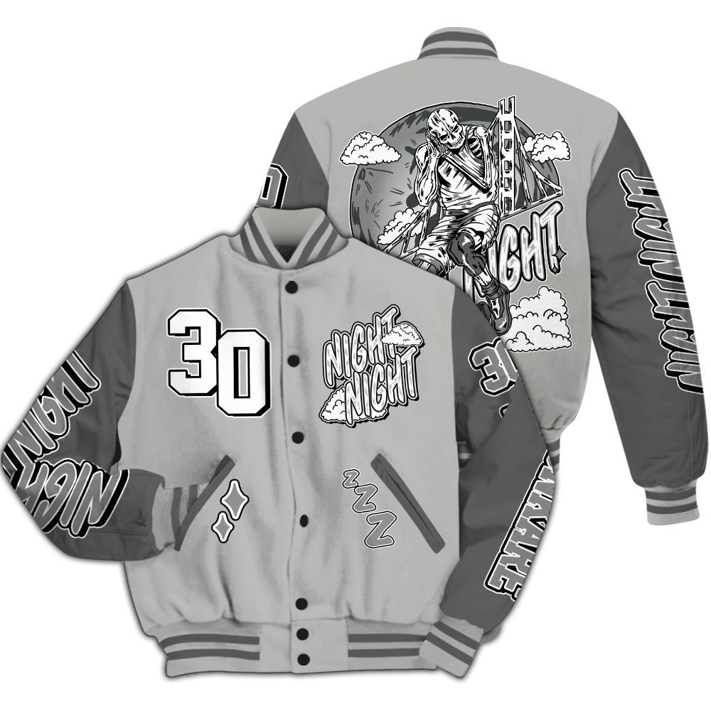 Varsity Jacket To Match Retro Wet Cement 4s - Seeya Skeleton All Over Print