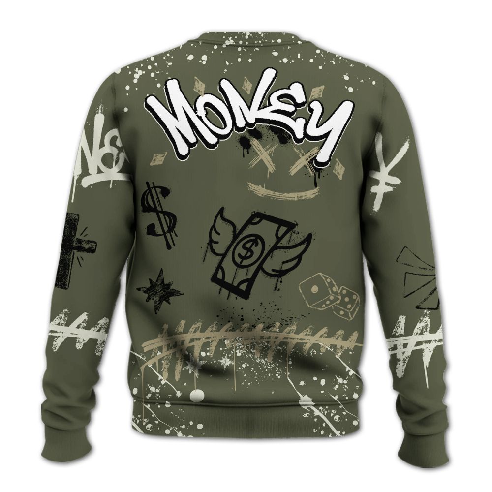 Sweatshirt To Match Low OG Medium Olive 1s - Everybody Paid In Full Crayon All Over Print