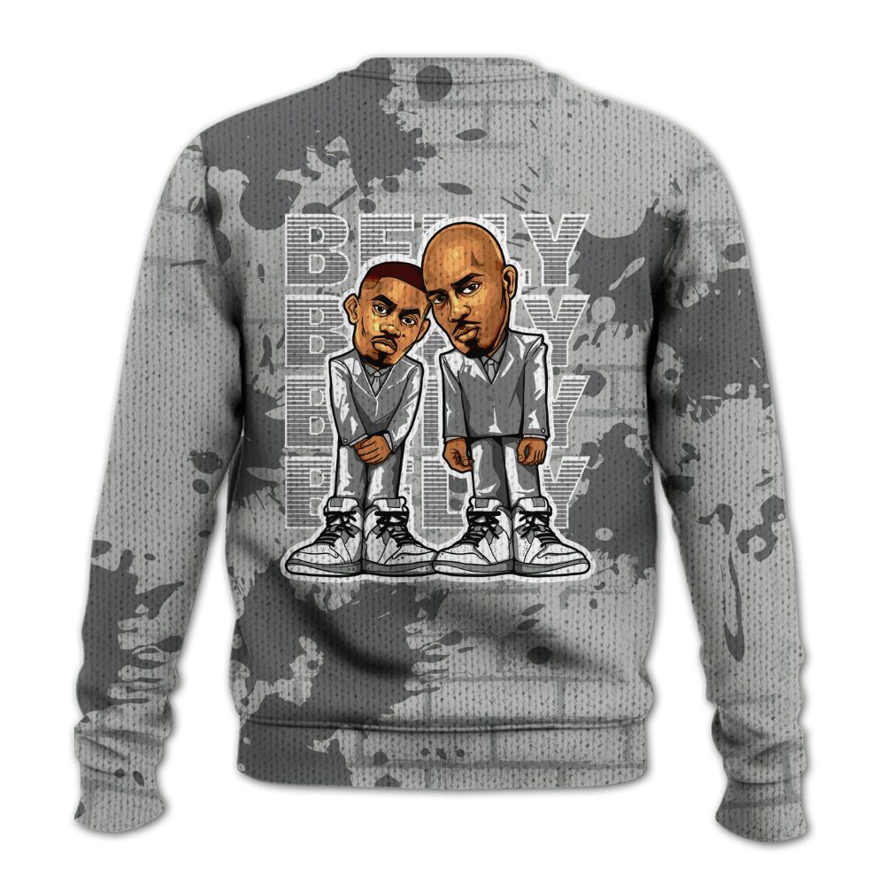 Knitted Sweater To Match Retro Wet Cement 4s - Belly Sneakers Graphic Halloween