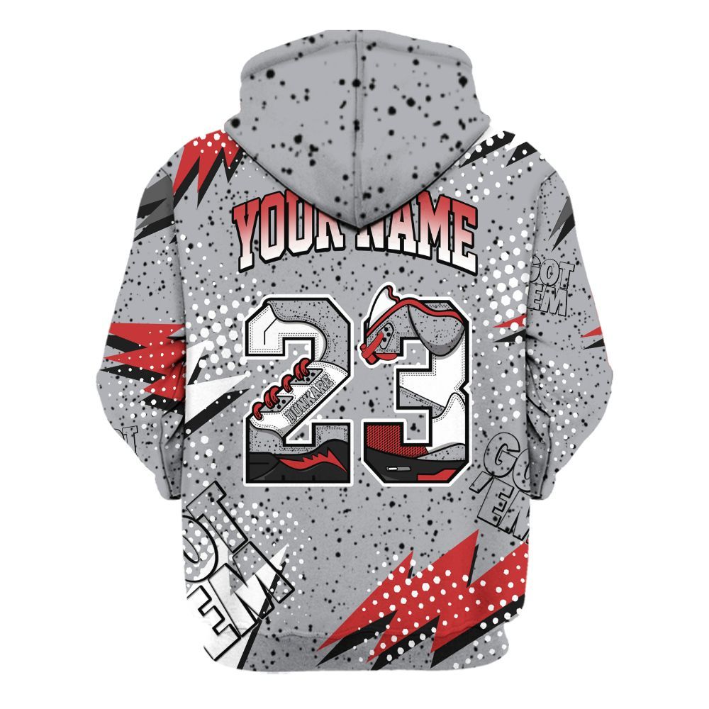 Hoodie To Match White Cement 4s - Custom Name Number 23 5s All Over Print