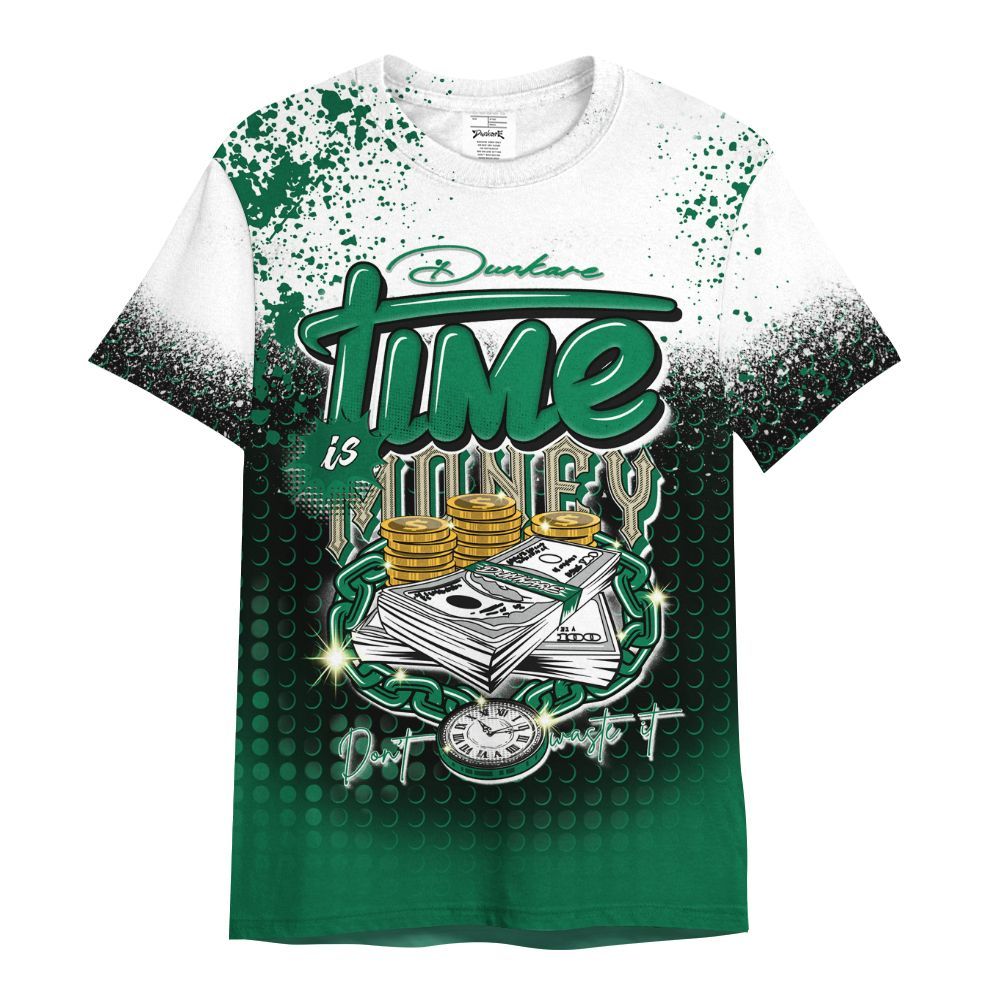 Shirt To Match Pine Green 4s - Halftone Time Is Money All Over Print