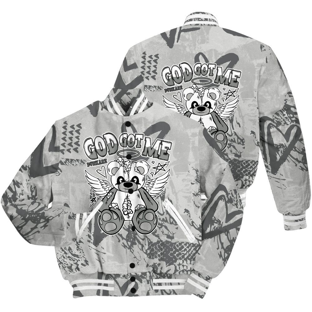 Varsity Jacket To Match Retro Wet Cement 4s Shirt - Gods Guides Me Bear Heart Grunge All Over Print