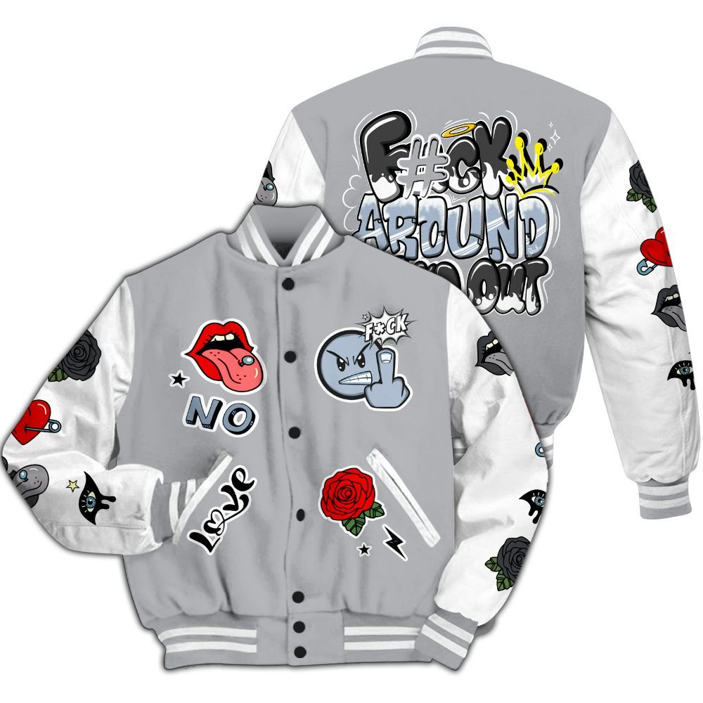 Varsity Jacket To Match Low OG Wolf Grey 1s - FK Around Find Out All Over Print