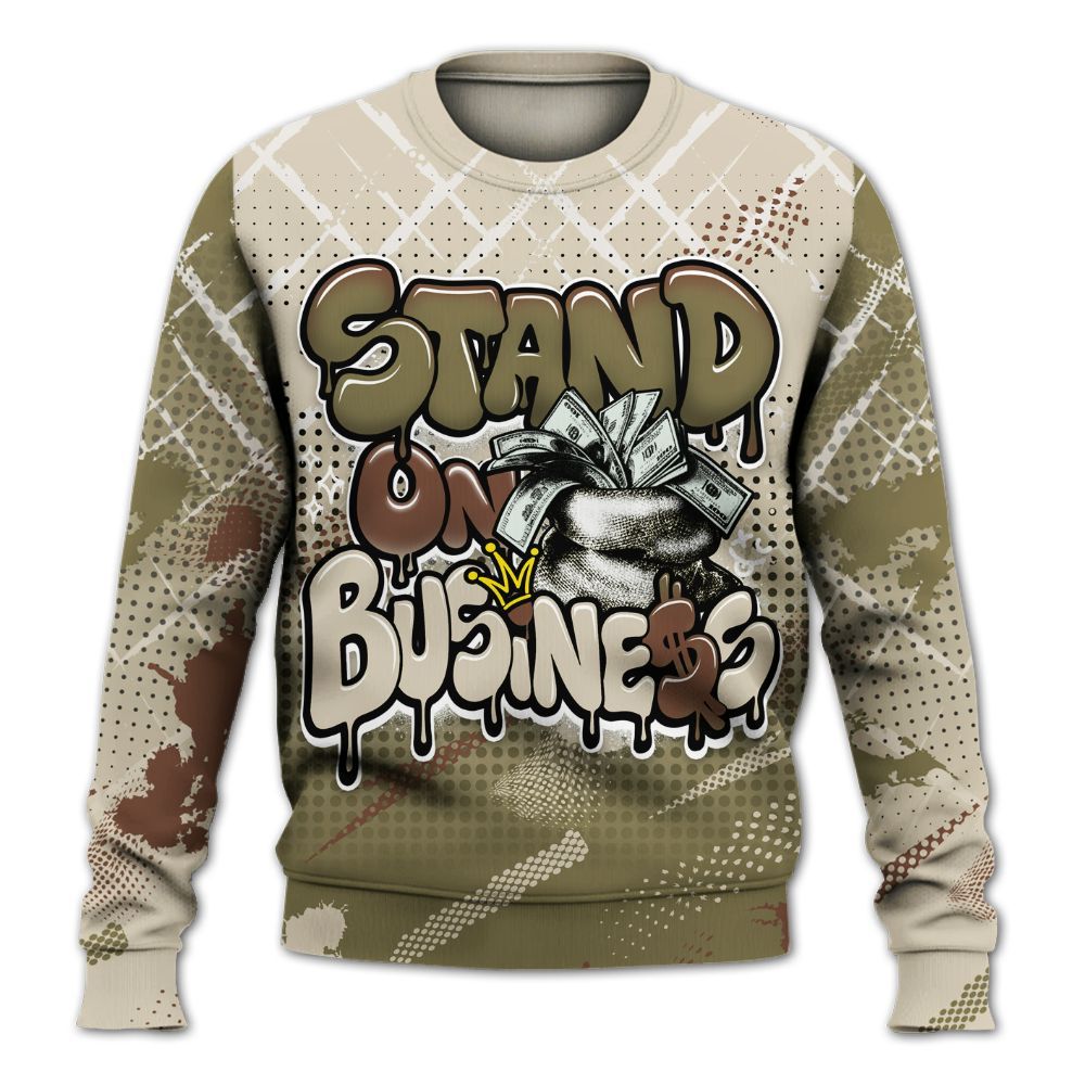 Sweatshirt To Match Sail Neutral Olive 6s - Halftone Stand Business Dripping All Over Print