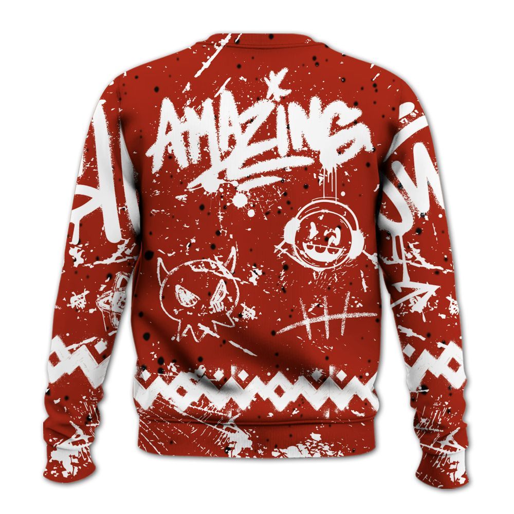 Sweatshirt To Match Red Cement 4s - Friday Sneaker Crayon All Over Print