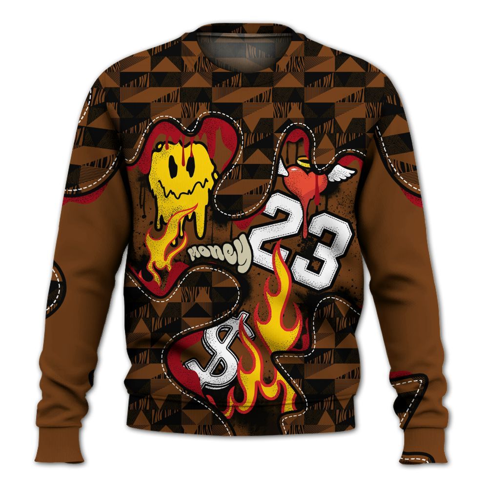 Sweatshirt To Match Archaeo Brown 5s - 23 Smile Burning Heart All Over Print