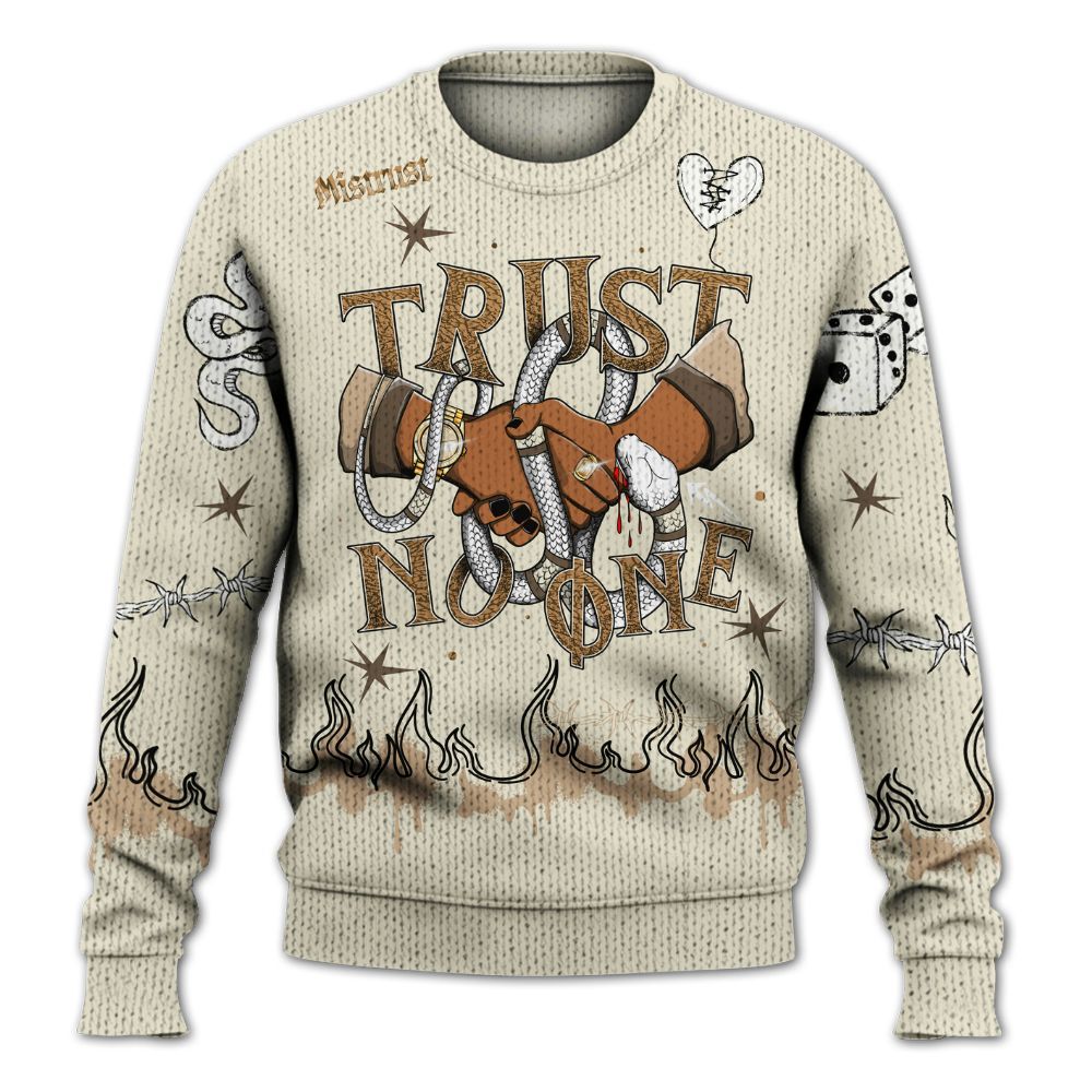 Knitted Sweater To Match Orewood Brown 3s - Trust No One Snake-Bite Doodle Crayon