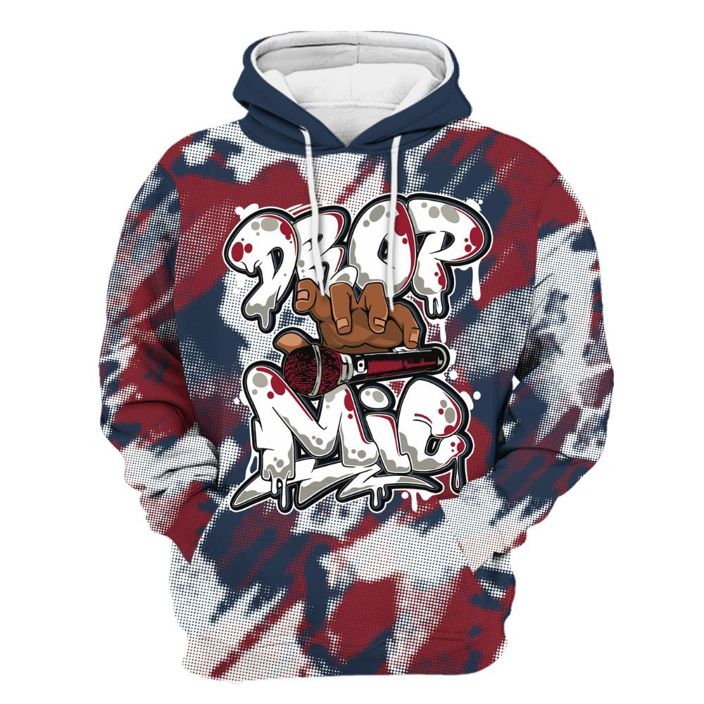 Hoodie To Match Navy Blue 2024 6s - Drop Mic Abstract All Over Print