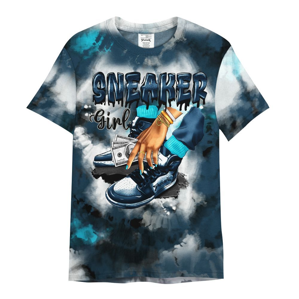 Shirt To Match Air Navy Baltic Blue - SNEAKER Girl Money Drip Tie Dye All Over Print