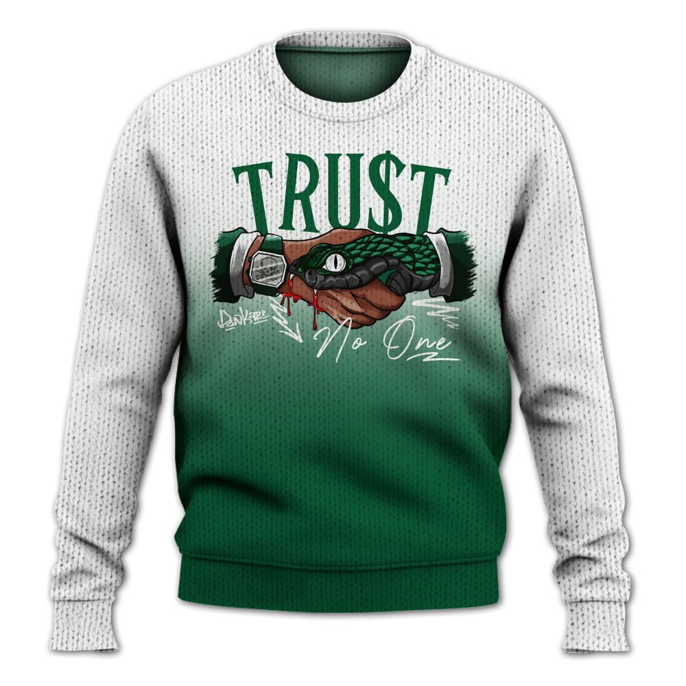 Knitted Sweater To Match High Gorge Green 1s - Snake Trust No One Drip