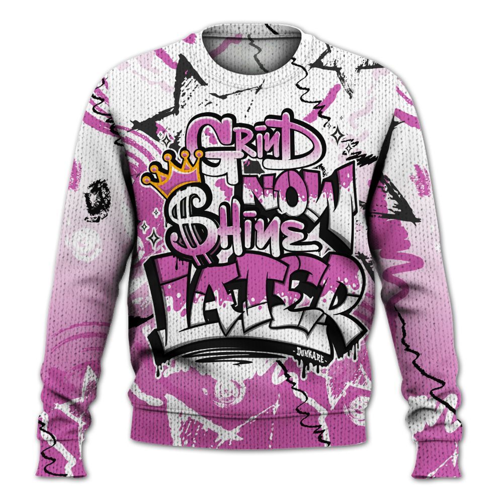 Knitted Sweater To Match Hyper Violet 4s - Grind Shine Later Drip