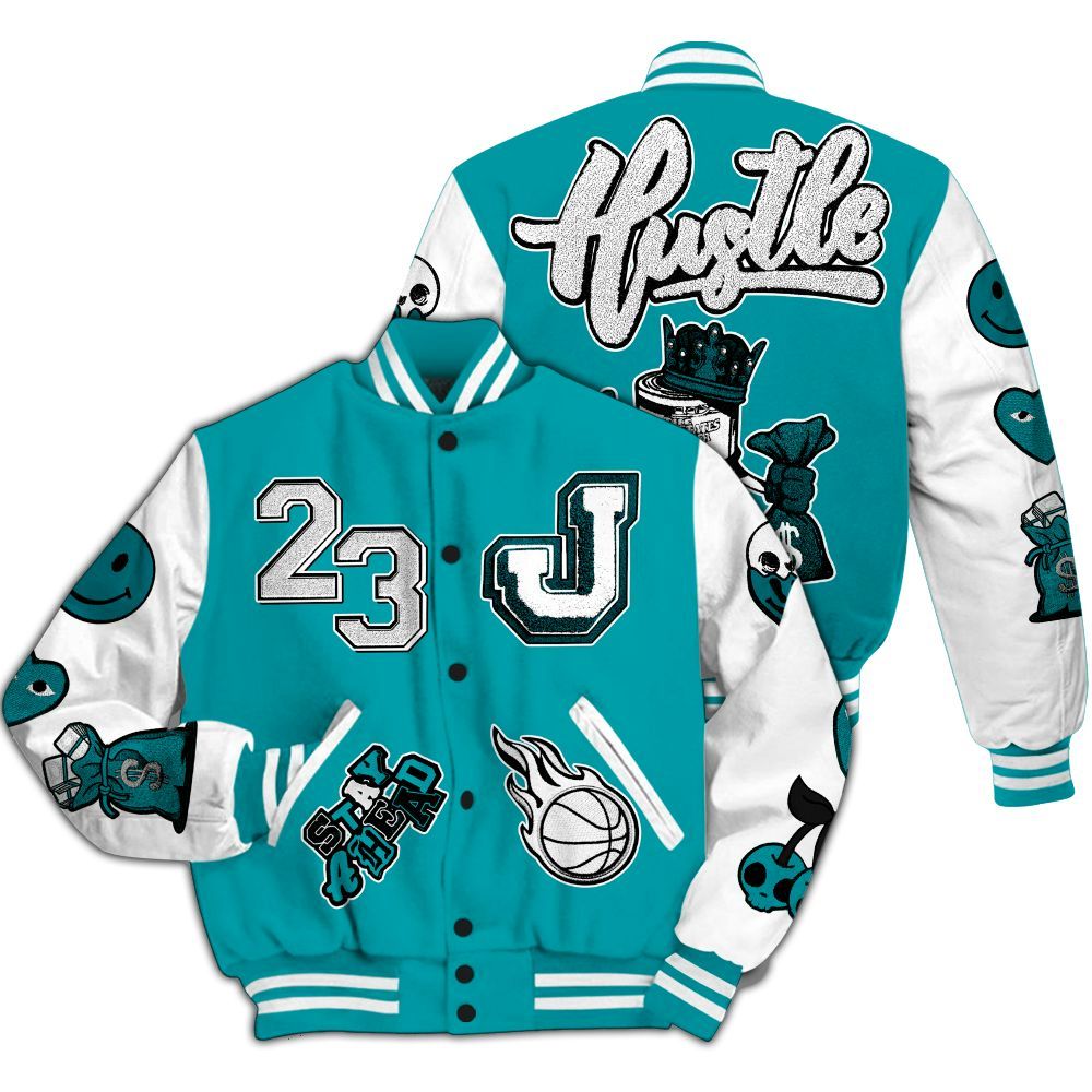 Varsity Jacket To Match Air Griffey Max Aquamarine 1s - Hustles Money Number 23 All Over Print