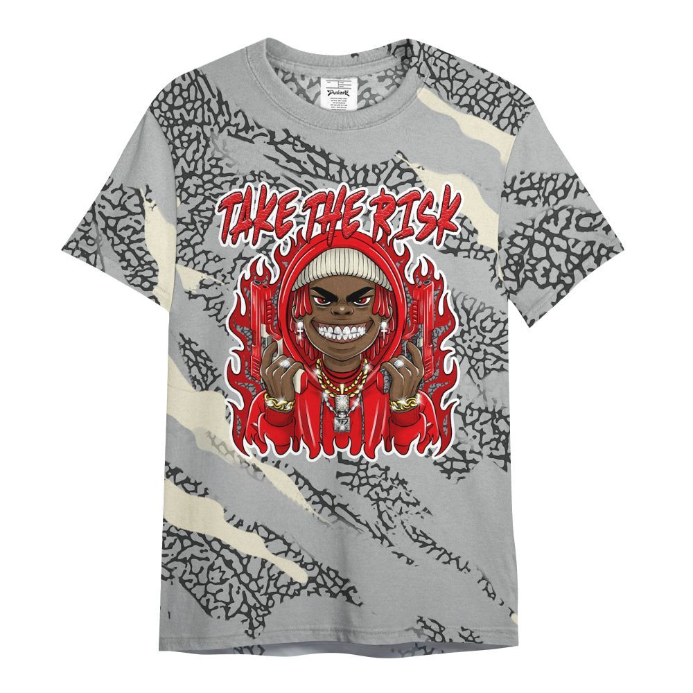 Shirt To Match Cement Grey 3s - Take The Risk Colored All Over Print