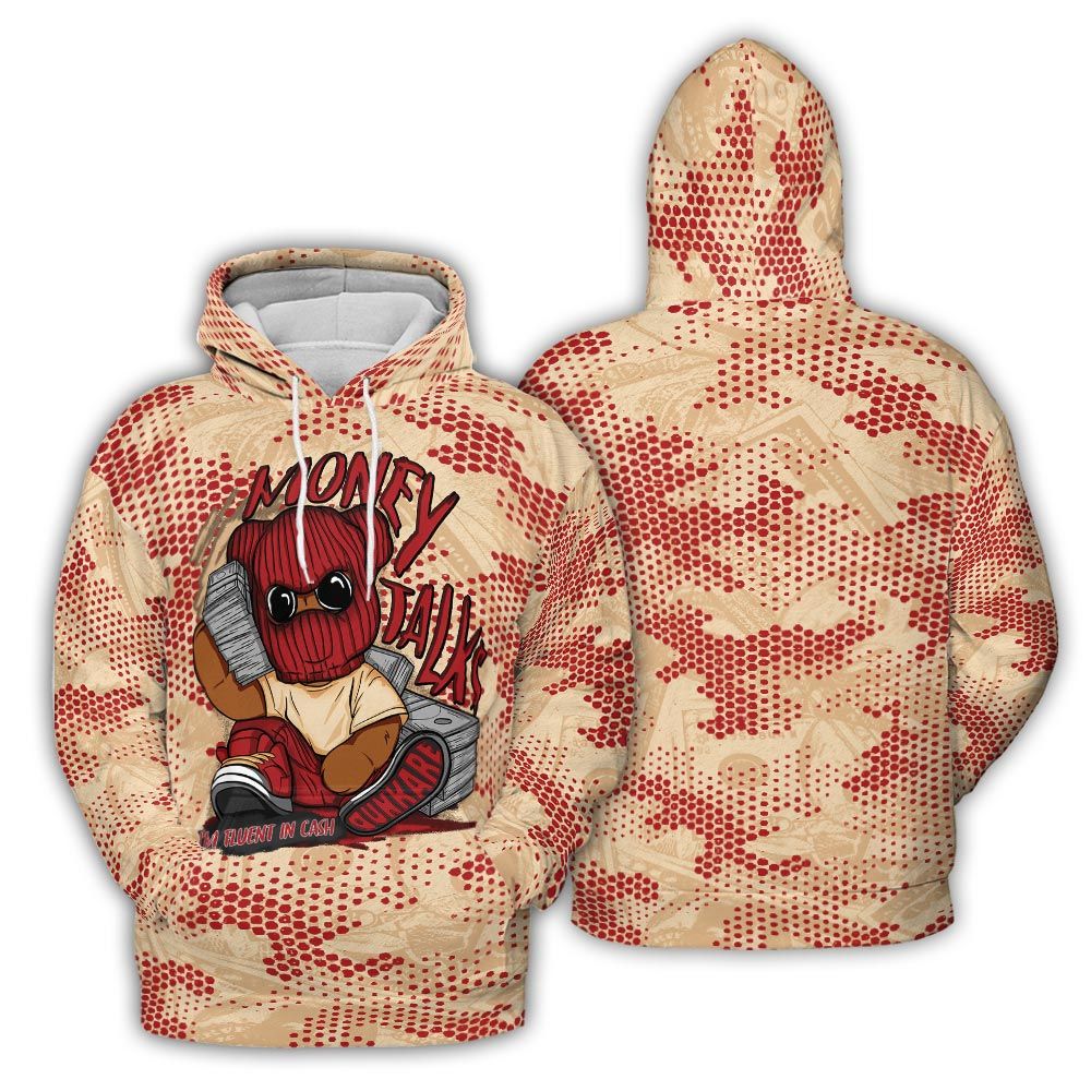 Hoodie To Match Dunk Low Strawberry Waffle Hoodie - Money Talk Bear Banknotes Art Hoodie Unisex