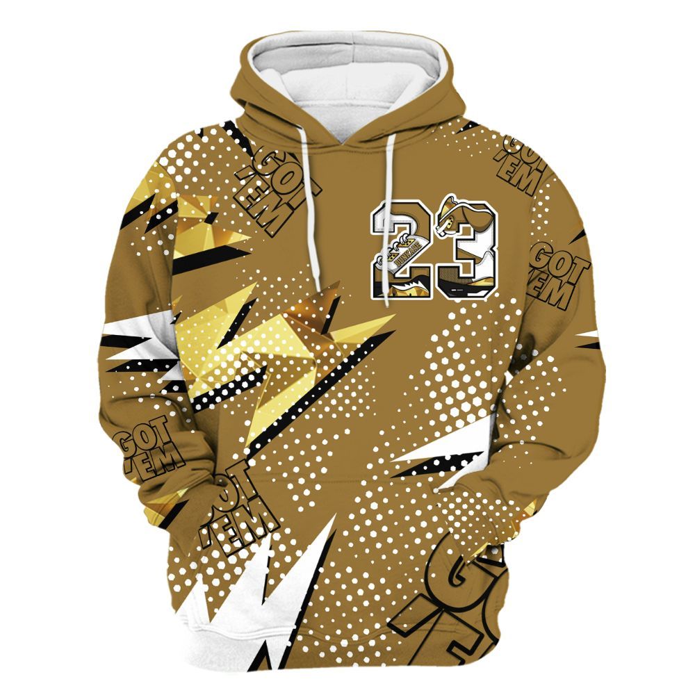 Hoodie To Match NET Gold 4s - Custom Name Number 23 5s All Over Print