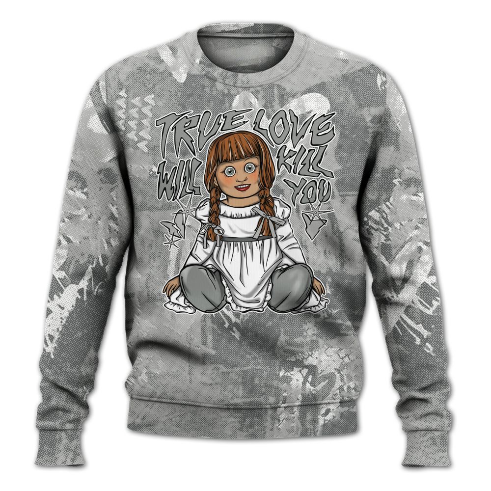 Sweatshirt To Match Retro Wet Cement 4s - Genuine Loves Bear Heart Grunge All Over Print