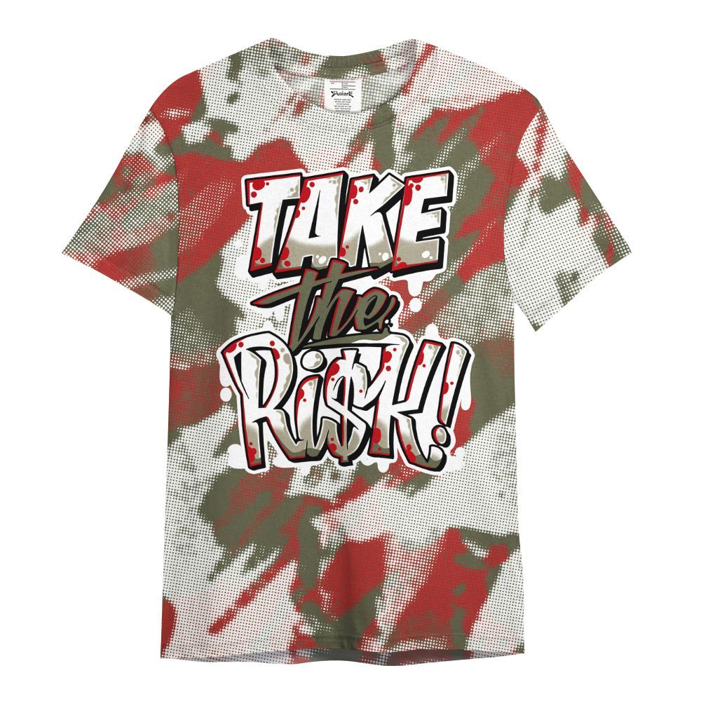 Shirt To Match Low OG Medium Olive 1s - Take Risks Abstract All Over Print