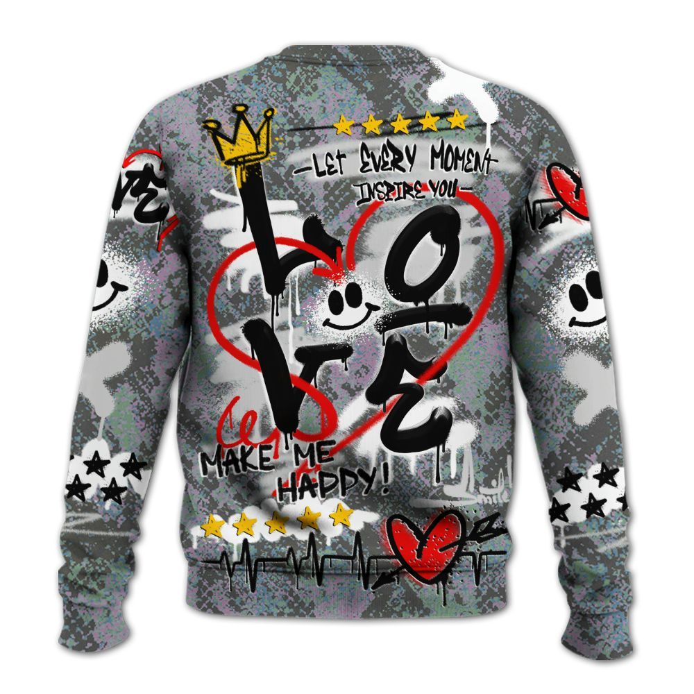 Sweatshirt To Match Low CNY Year Of The Snake 11s - Happy Love Beats Graffiti Streetwear All Over Print
