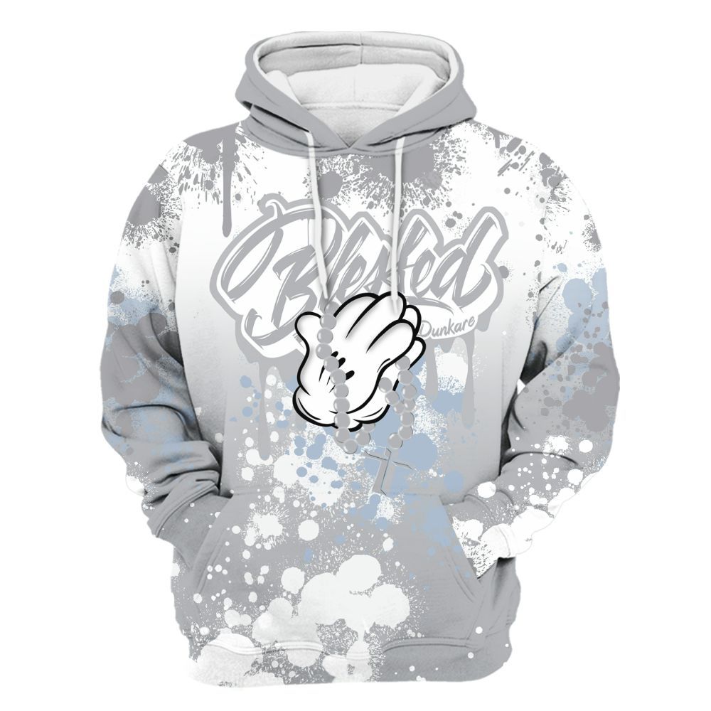 Hoodie To Match Low OG Wolf Grey 1s - God Blessed Ink Drip All Over Print