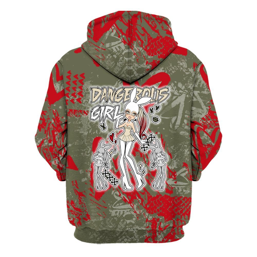 Hoodie To Match Travis Scott Low OG Medium Olive 1s - Dangerous.Girl Heart Grunge All Over Print