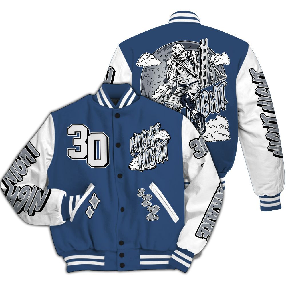 Varsity Jacket To Match Midnight Navy 4s - Seeya Skeleton All Over Print