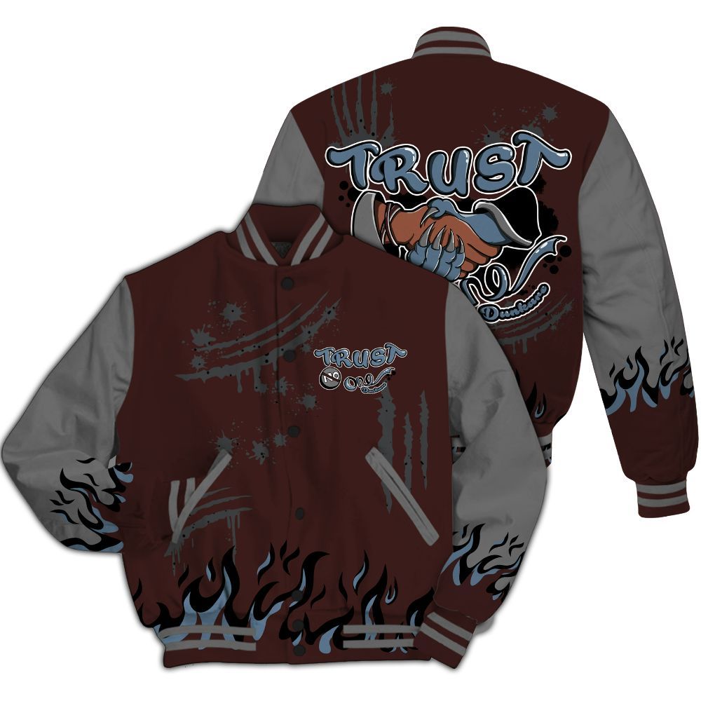 Varsity Jacket To Match Burgundy 5s - Graphic Trust No One All Over Print