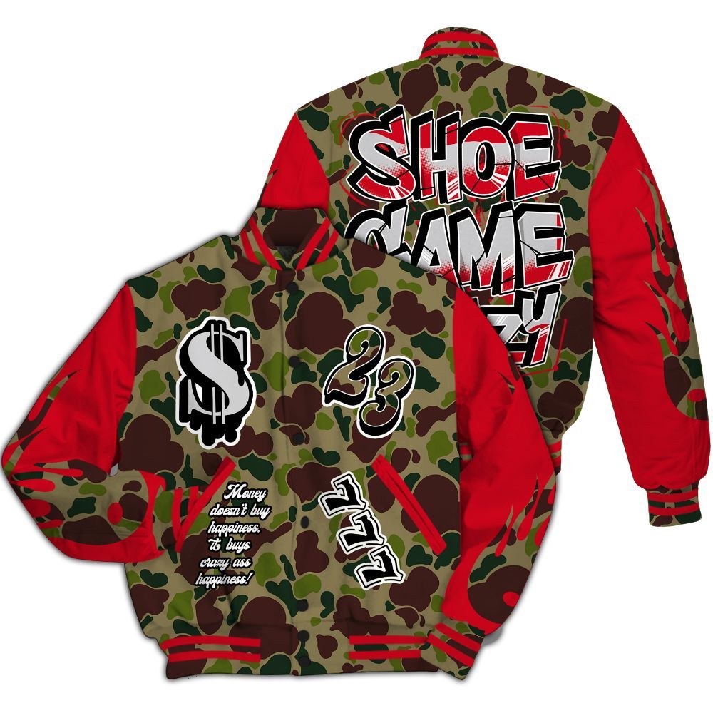 Varsity Jacket To Match Air Max 90 Duck Camo Red - Shoe Game Crazy Graphic All Over Print