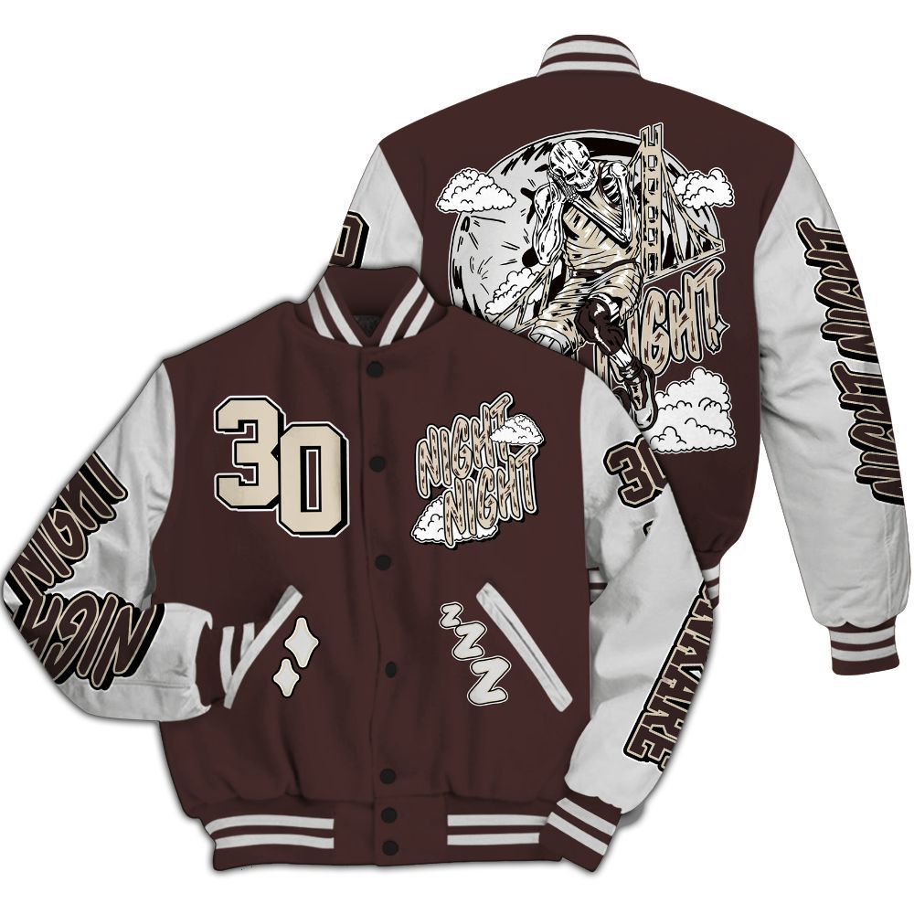 Varsity Jacket To Match Burgundy Crush 3s - Seeya Skeleton All Over Print