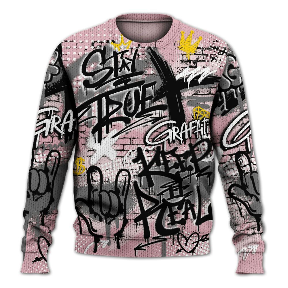 Knitted Sweater To Match Air Max DN Pink Foam - True It Real Graffiti Streetwear