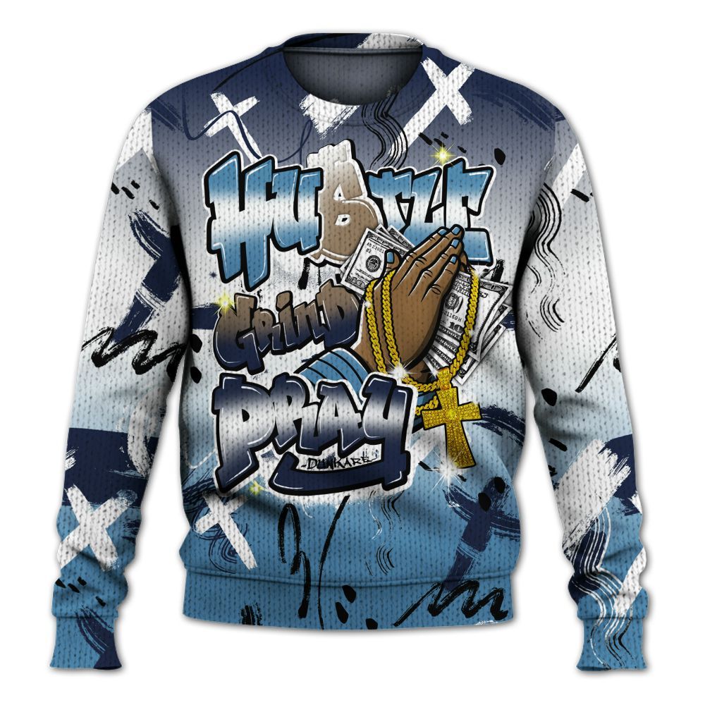 Knitted Sweater To Match Air Force 1 Stash - Money Hustle Grind Pray