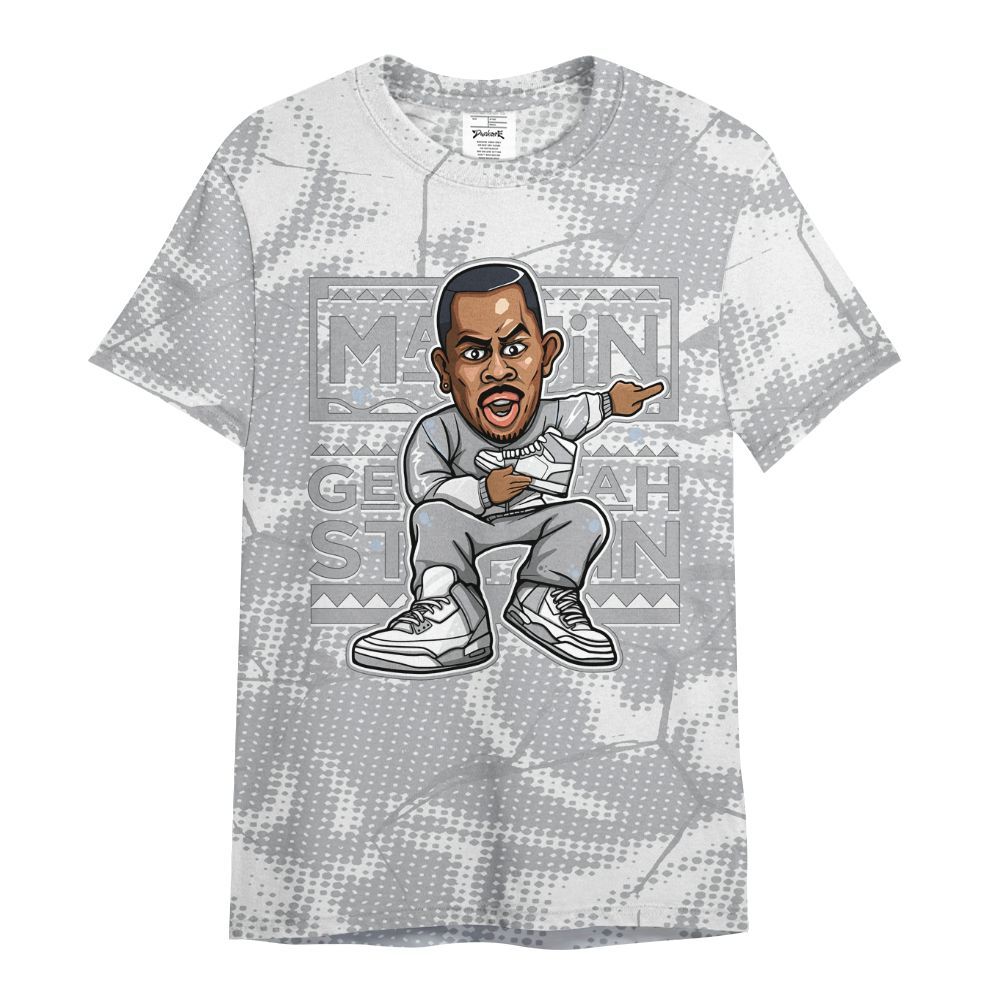 Shirt To Match Low OG Wolf Grey 1s - Get Tag Sneakers Steppin' Graphic Crack All Over Print