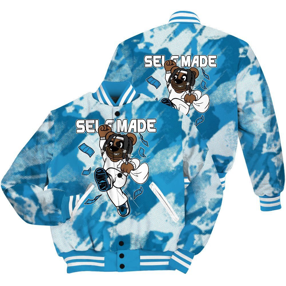 Varsity Jacket To Match Powder Blue 9s Shirt - Autonomous Bear Abstract Halftone All Over Print
