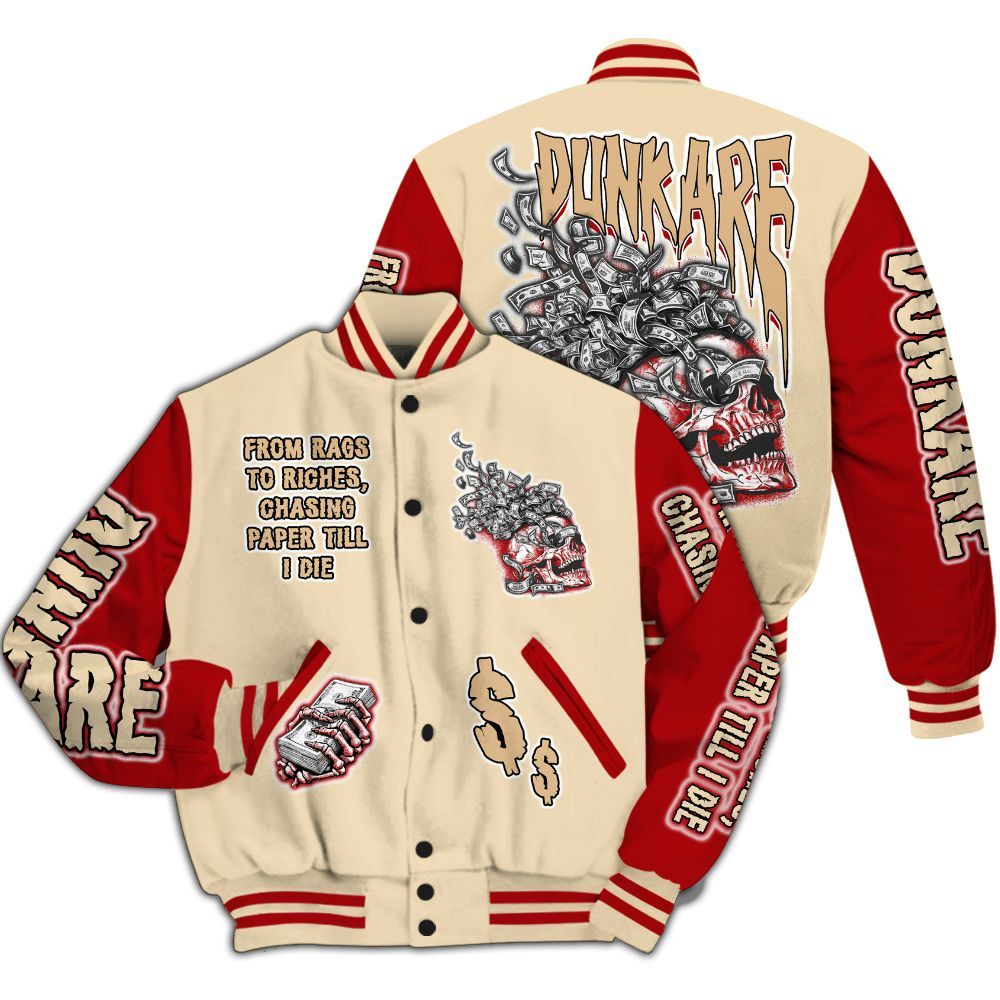 Varsity Jacket To Match Dunk Low Strawberry Waffle - From Rags To Riches All Over Print