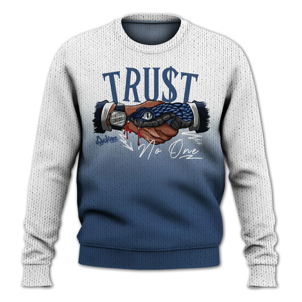 Knitted Sweater To Match Midnight Navy 4s - Snake Trust No One Drip