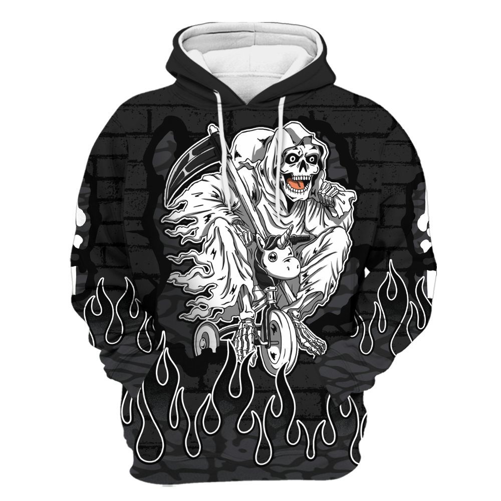 Hoodie To Match Black Cat 3s - Self Make Skeleton Crashed All Over Print
