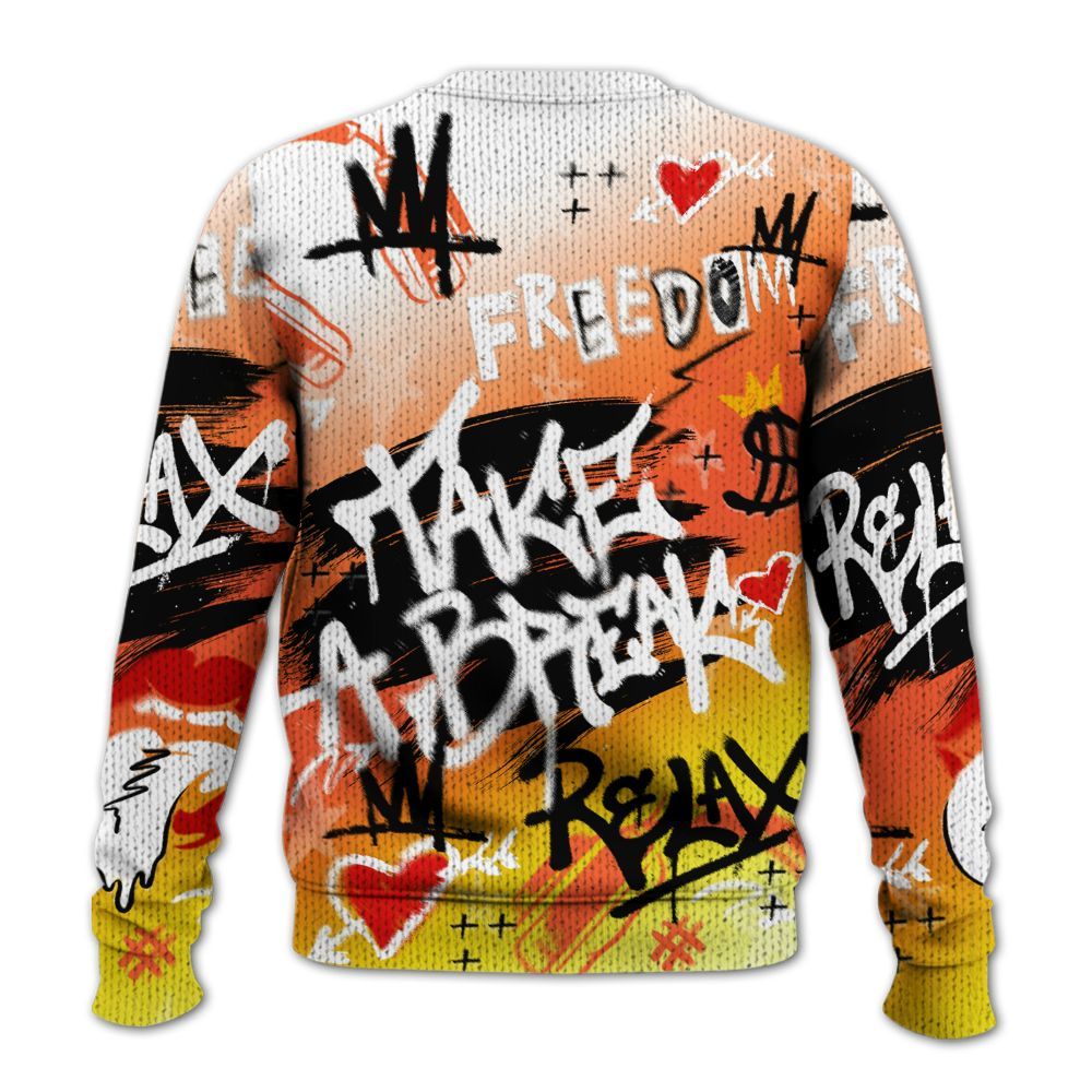Knitted Sweater To Match Dunk High Candy Corn - Take Break Freedom Graffiti Streetwear