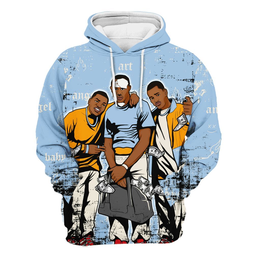 Hoodie To Match Retro High OG Pale Ivory Psychic Blue 1s - Paid In Full Money All Over Print